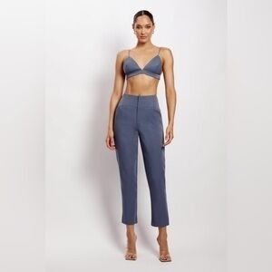 NWT Meshki Indie High Waist Steel Blue Crop Pants Large L